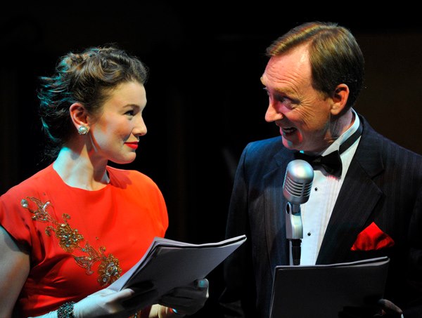 Clara Hirsh and Martin Gagen in What a Wonderful Life: The Live Radio Play, directed by Ana-Catrina Buchser. Bus Barn Stage Company, December 2012.