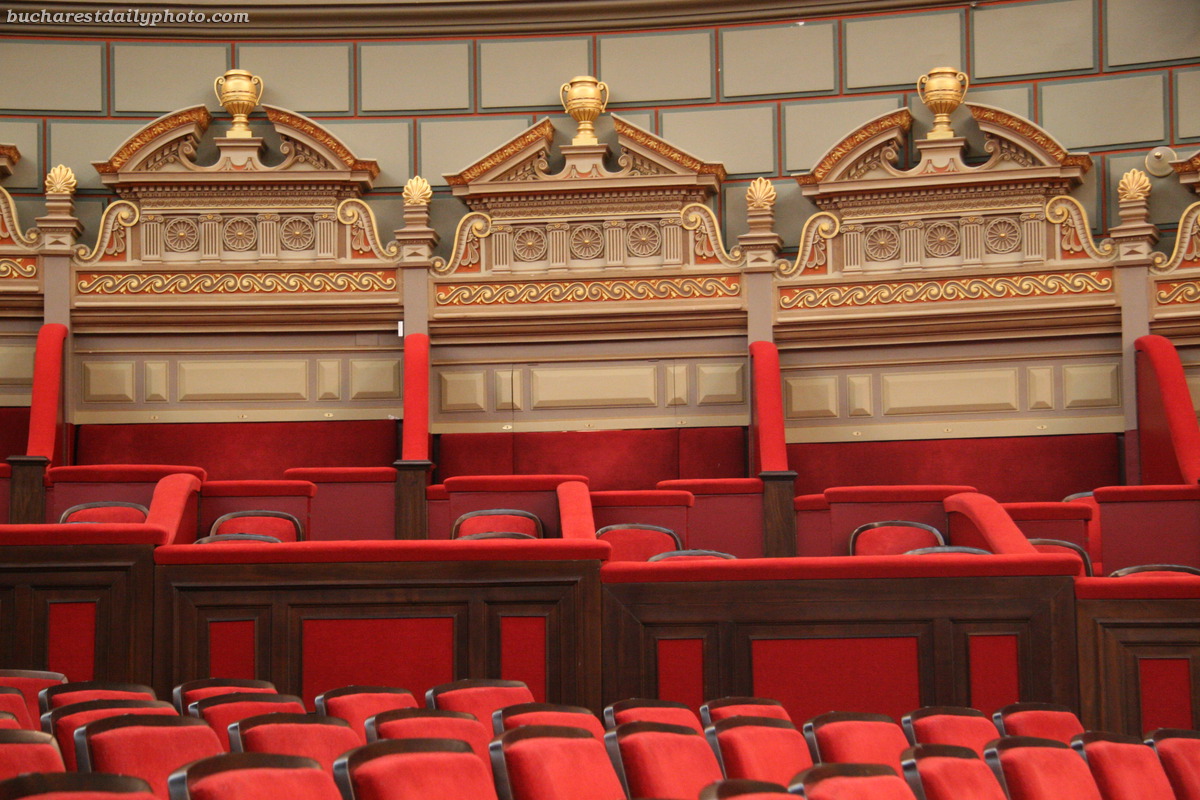 Romanian Athenaeum seating, fit for imaginary kings and queens. Photo bucharestdailyphoto.com